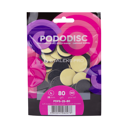 RECHARGES avec mousse PODODISC STALEKS PRO PDset-25 mm, 80 grain (50 pcs)